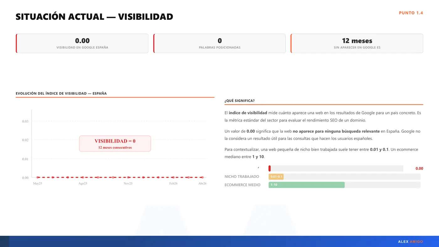 Slide de análisis de visibilidad orgánica